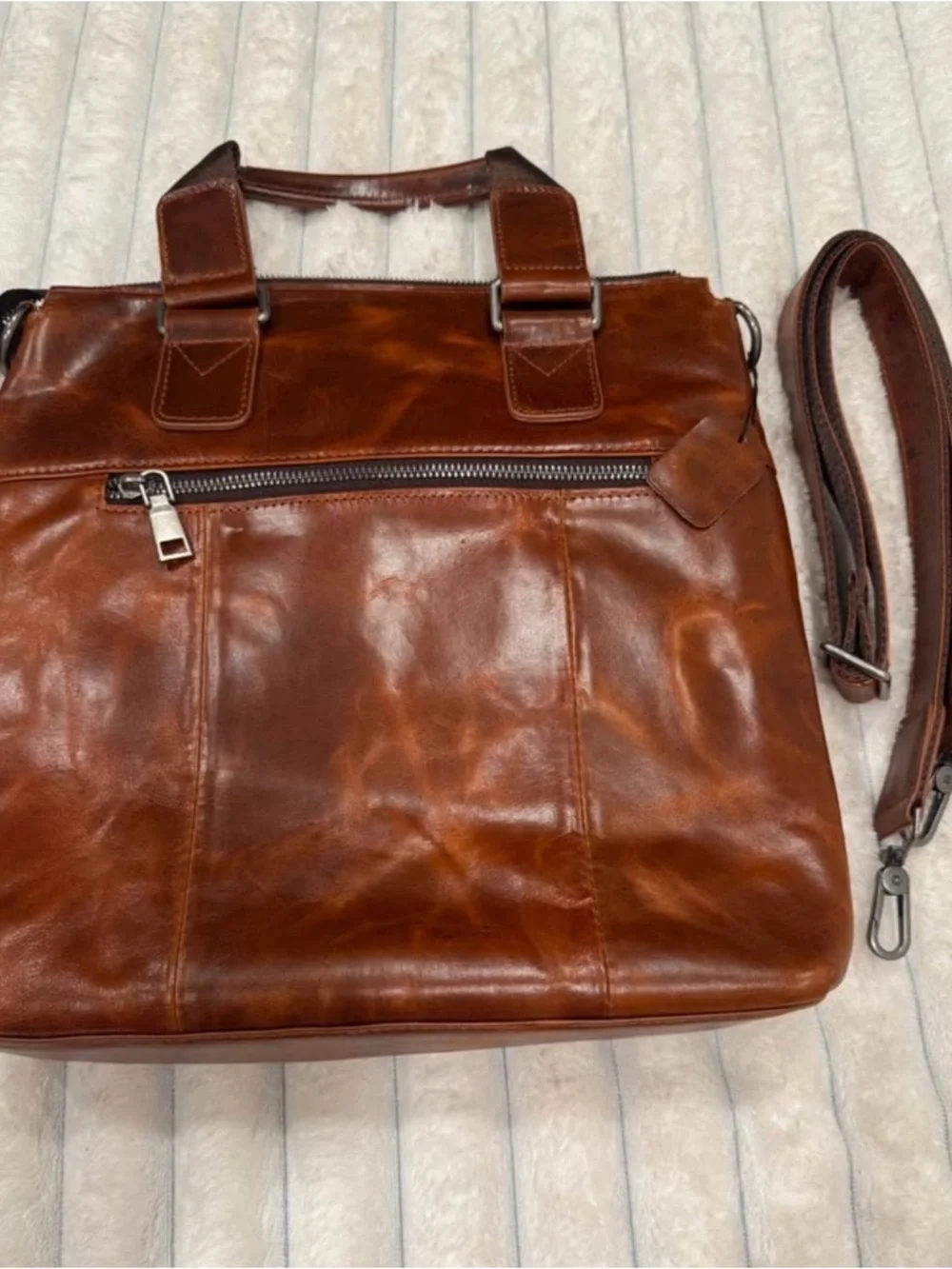 Brown Leather Messenger Bag for Men